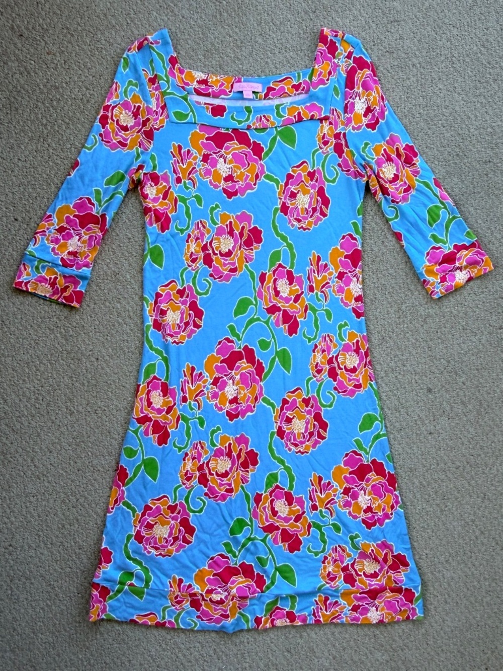 Lilly Pulitzer Newport Square Neck Pirates Bootyniere Floral Dress Size Medium